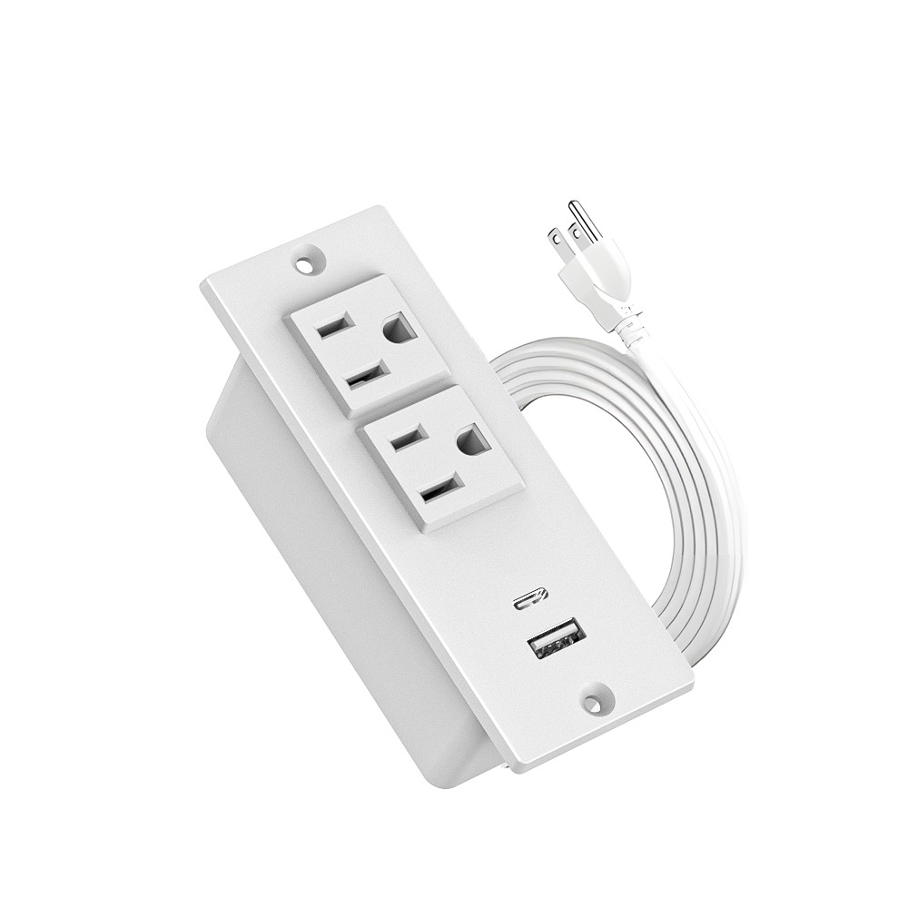 Bianco-2*Prese CA+1*USB-A+1*USB-C-US