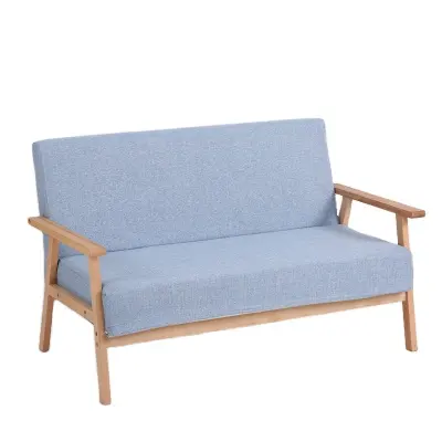 Nuevo diseño de dos asientos de marco de madera sofá pequeño apartamento muebles Silla de ocio