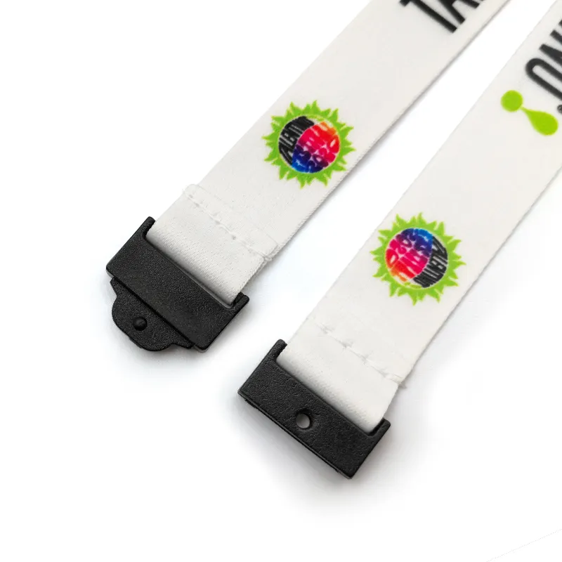 white Lanyard with cute logo cheaper price 100% good material att-5+safety exw price strap 100% polyester silk printing