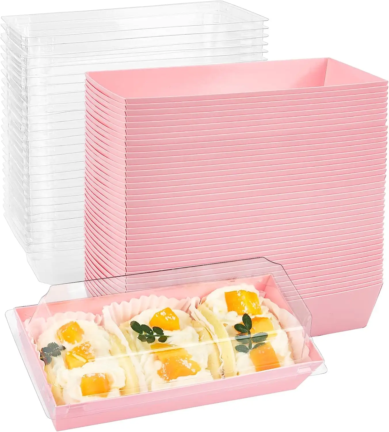 अनुकूलित पारिस्थितिकी रीसायकल उपहार भोजन बिस्कुट गुलाबी पेस्ट्री पैकिंग बक्से के साथ खिड़की मीठा कुकी पैकेजिंग गुलाबी स्पष्ट Macaron बॉक्स