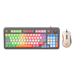 XUNFOX K820 94 teclas juego teclado con cable tres colores a juego membrana luminosa teclado ratón conjunto - Product Image 1
