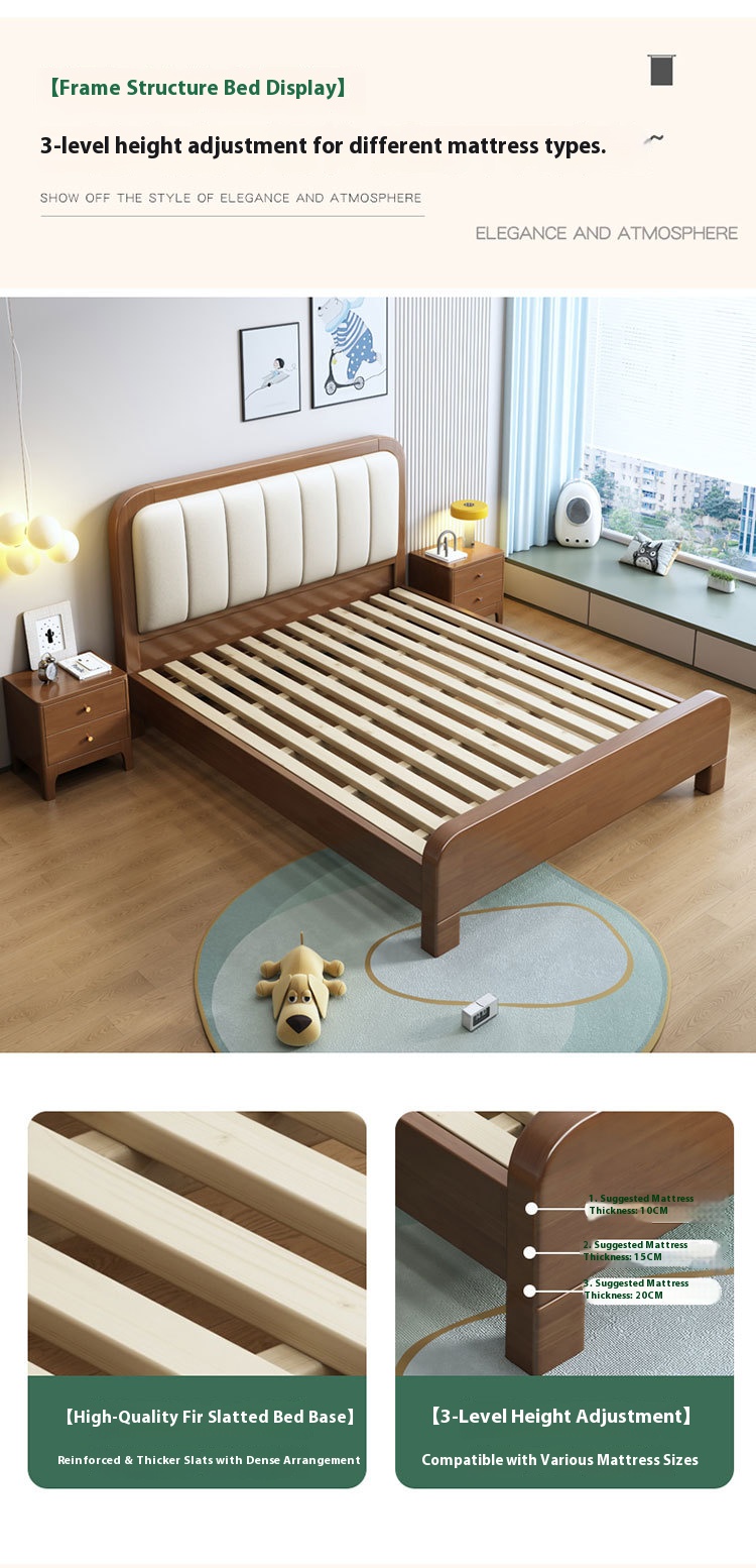 Lit en bois massif + Matelas en latex et fibre de coco de 20 cm + 1 table de chevet