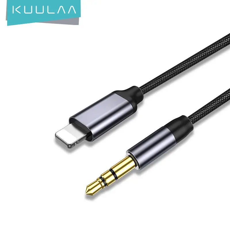 Kuulaa-Cable adaptador para auriculares de coche, convertidor de Audio estéreo de 0,5 M/1M/1,5 M, L a macho, 3,5mm, Aux, para Iphone 7/7P/8/8P/X/Xs