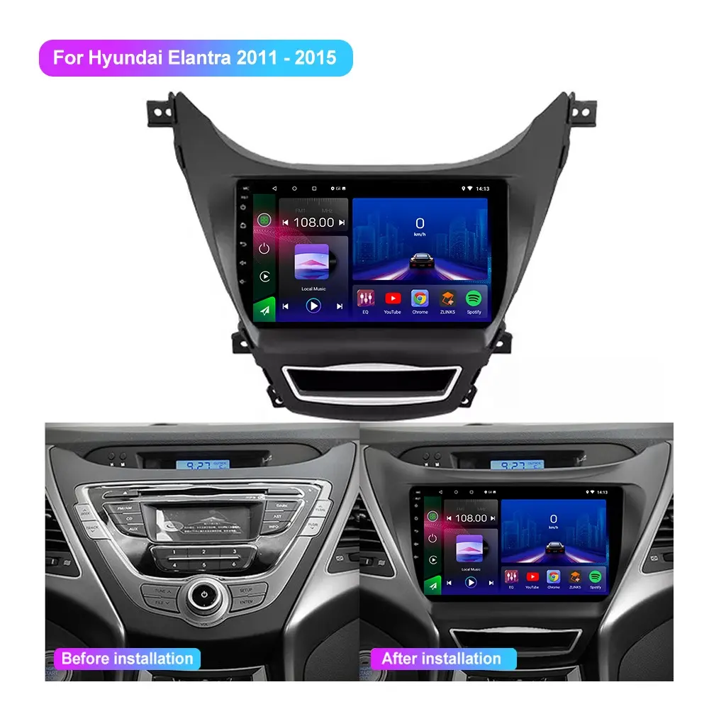 Jmance แอนดรอยด์9นิ้ว Gps นำทางรถยนต์,เครื่องเสียงรถยนต์สำหรับ Hyundai Elantra 5 2011 2012 2013 2014 2015