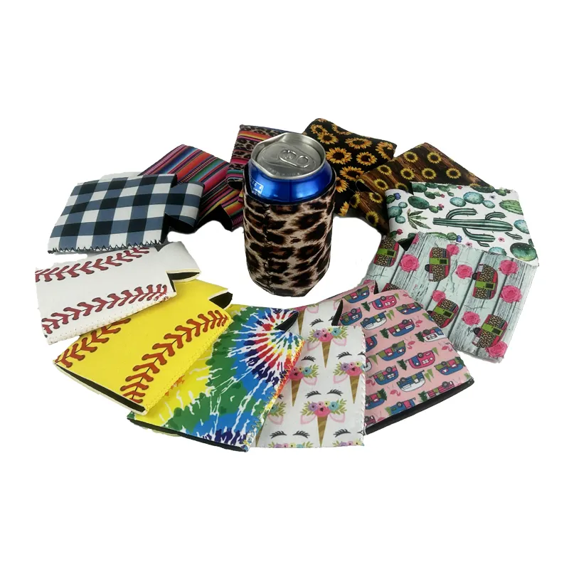 Collapsible Insulated Neoprene Can Sleeves Customizable Bulk Sublimation Blanks for DIY Party Beer Accessories