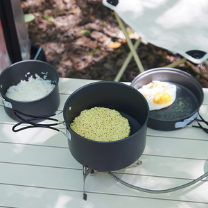 Cứng anodized nhôm 3 cái cắm trại Backpacking <span class=keywords><strong>Cookware</strong></span> <span class=keywords><strong>Set</strong></span> - Product Image 4