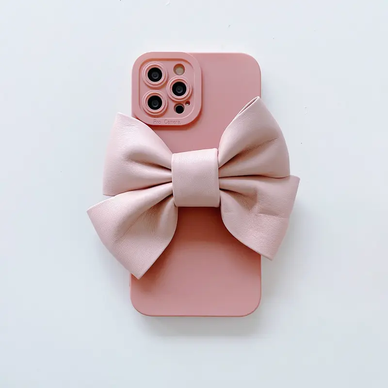 Korean pink leather bow silicone case for iphone xr xs 11 pro max 12, For iphone 13 pro new cases
