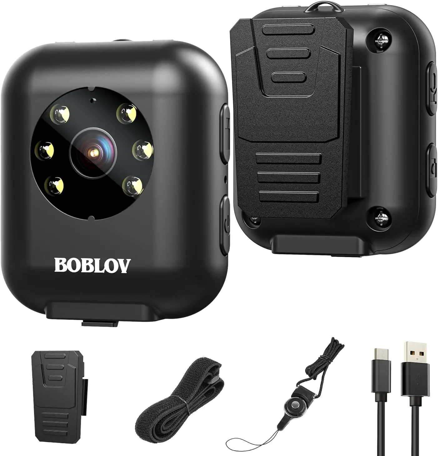 BOBLOV W4 64GB 1080P 950mAh Bateria 5 horas Cabeça Montado Câmera De Vídeo Gravação De Vídeo para com Alça e Clipe Curto, Data & Hora