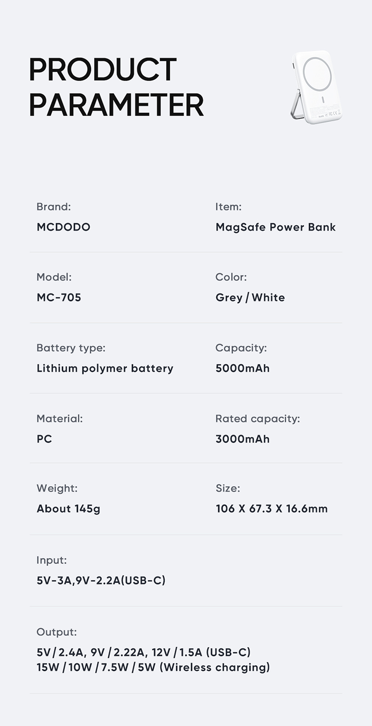 Original Mcdodo 5000mAh 20W Magnetic Wireless Power Bank with Phone Holder Original Mcdodo 5000mAh 20W Magnetic Wireless Power Bank with Phone Holder