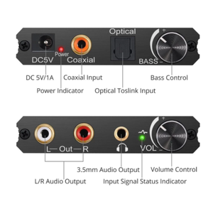 Convertidor de Audio Digital a analógico, convertidor óptico Toslink SPDIF Coaxial a RCA de 24 bits, adaptador Jack de 3,5mm, compatible con PCM /LPCM - Product Image 3