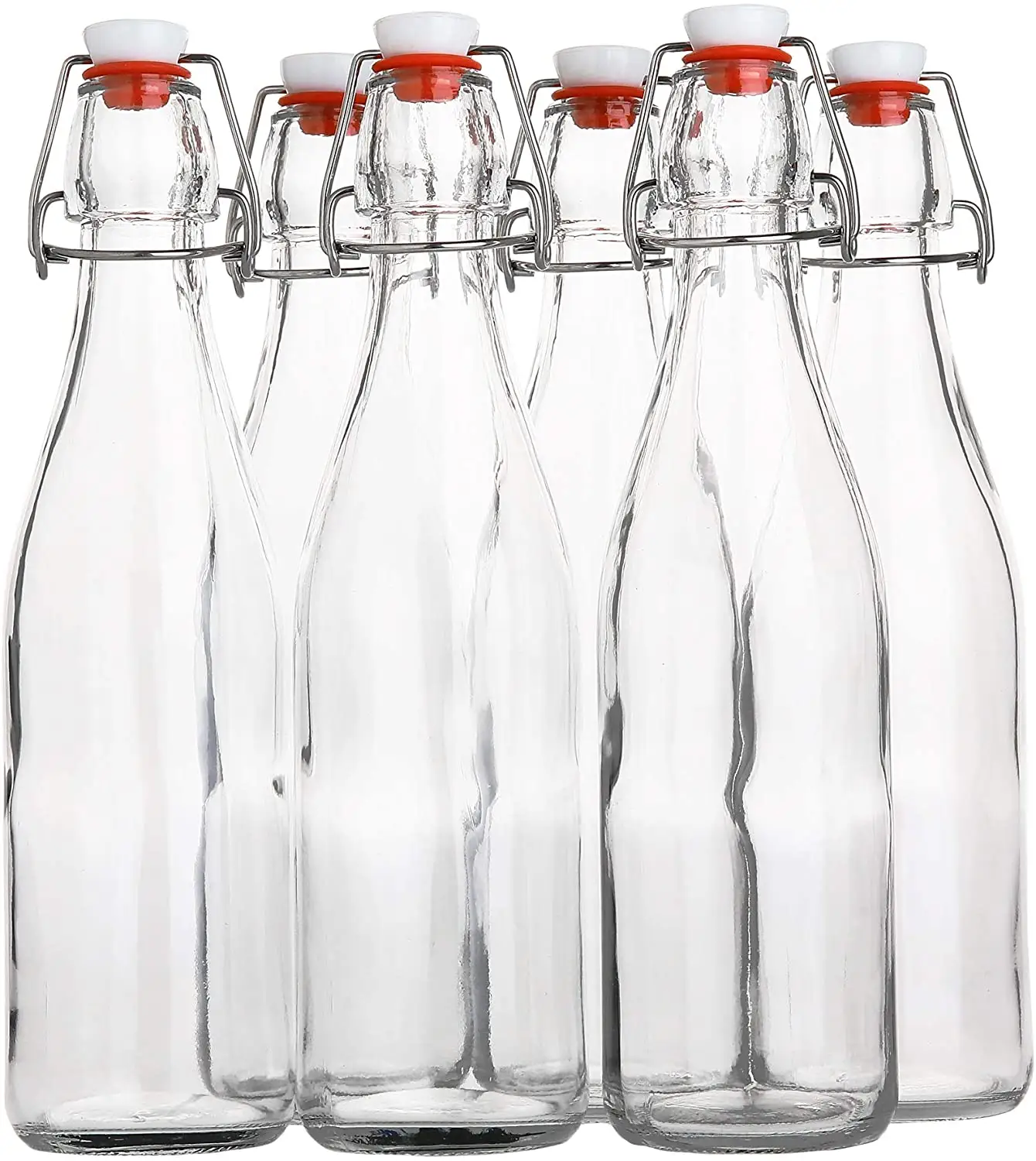 Flip Top Glass Bottle 500 ml/ 16 fl. oz Reusable Swing Top Brewing Bottle with Stopper for Beverage