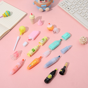 Produzione di nuovo Design personalizzato Non tossico Mini punta posteriore scalpello fluorescente evidenziatore Set pennarello per la scuola - Product Image 3
