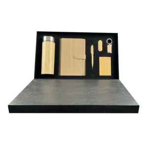 批发竹杯6合1礼品盒套装笔记本日记本带笔带盒和Usb礼品套装 - Product Image 4