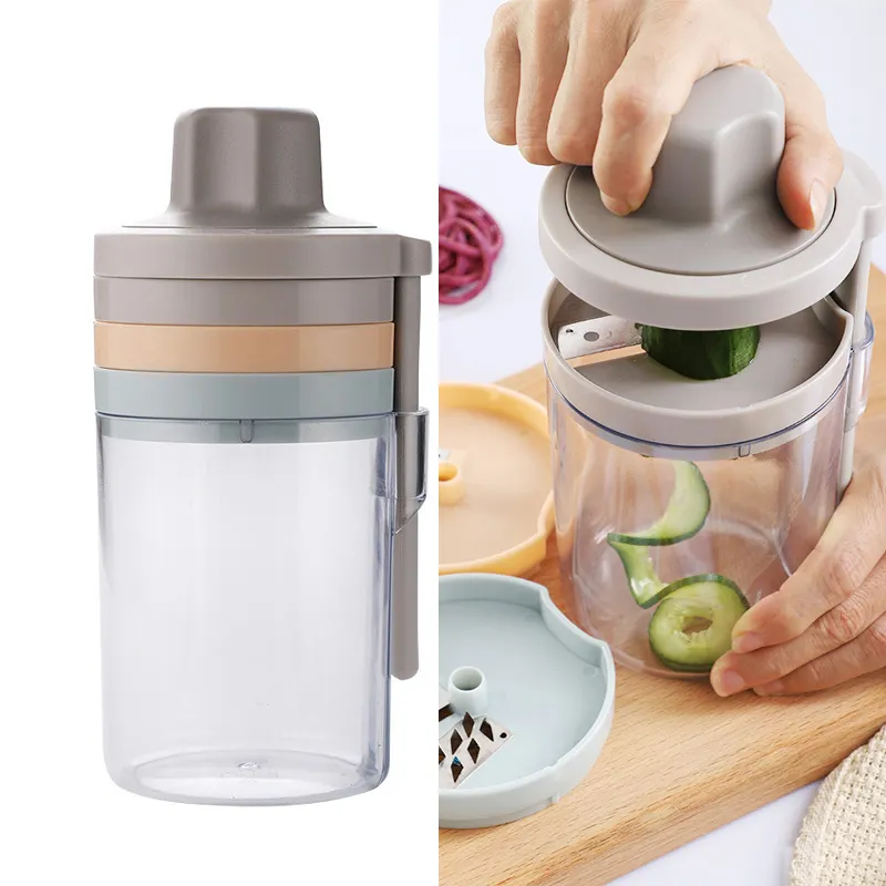 Utensilios de Cocina 3 en 1, cortador de cebolla multifunción, rebanador, molinillo de alimentos, trituradora de verduras, rallador de queso giratorio de acero inoxidable