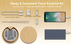 กล่องเก็บของไม้ไผ่พร้อมชุดสายชาร์จเร็วชุดแปลง USB C เป็น Type C ชุดอะแดปเตอร์หลาย USB - Product Image 6