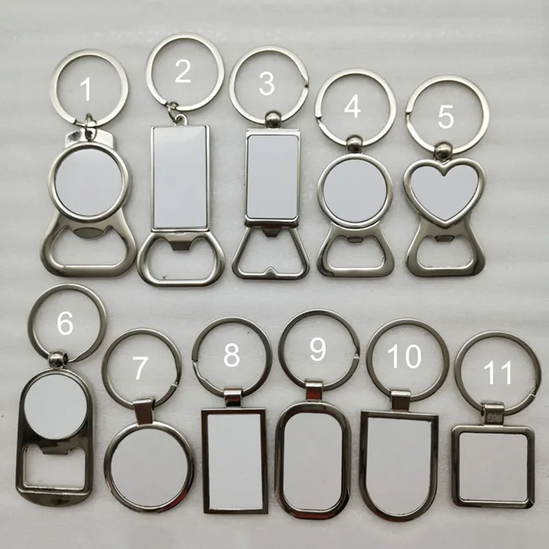 Sublimation Logo DIY Custom Personalized Photo Sublimation Blanks Key Ring Chain Bottle Opener Metal Keychain