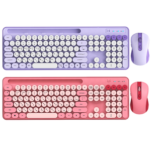 Retro Round Keycap Typewriter <strong>Keyboard</strong> with Phone/Tablet Holder Cute <strong>Colorful</strong> Wireless <strong>Keyboard</strong> <strong>and</strong> <strong>Mouse</strong> Combo for <strong>Computer</strong> - Product Image 5