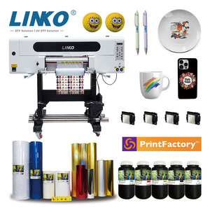 LINKO yeni A3 Mini UV DTF etiket yazıcı 2-in-1 elektrikli laminasyon ile 3 kafaları çok fonksiyonlu ve renkli UV DTF yazıcı - Product Image 1
