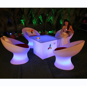 LED Glowing Coffee Table Set Chairs Plastic Garden Chairs and Tables