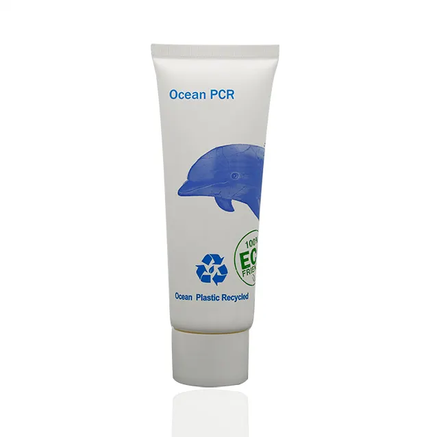Limpador ecológico marinho, material reciclado, tubo de proteção ambiental PCR marinho, embalagem de cosméticos, tubo de limpeza