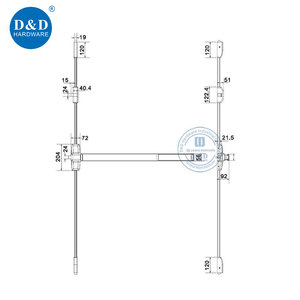 ล็อค4จุดโดยขอบแนวตั้งแบบ3ทิศทางสแตนเลสและอลูมิเนียมบาร์ประตูตื่นตระหนกอุปกรณ์ออก - Product Image 6