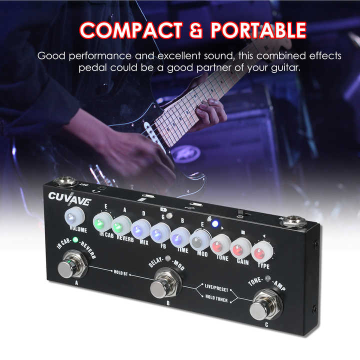 Rechargeable Cuvave Cube Baby Bass Guitar Effect Multi Effects Pedal Combined Recording Delay Chorus Phaser Reverb Effect Pedal