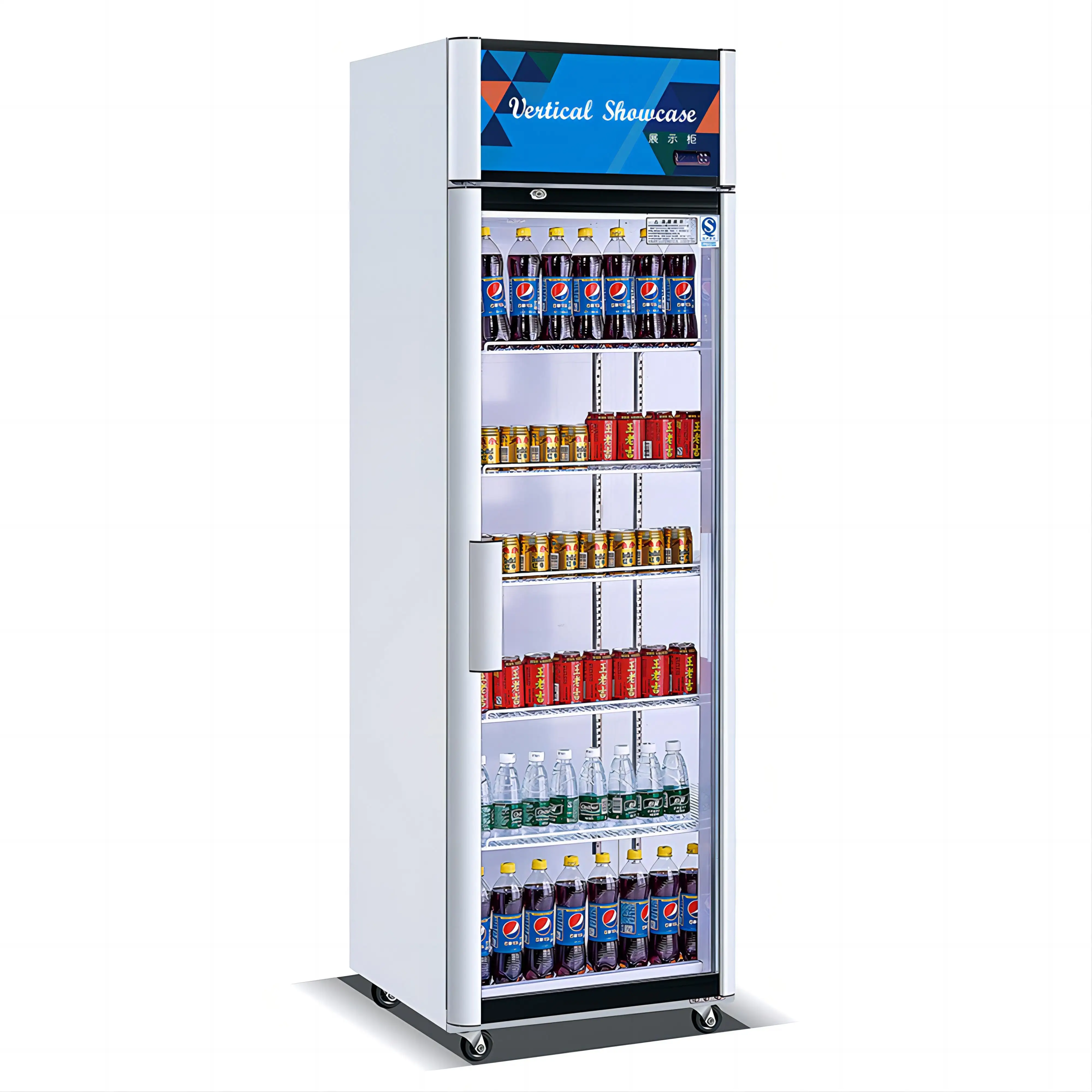 Supermercado Rodas mover Congelado Display Contador Vertical Refrigerador Congelar Seafood Ice Table Store Layer Style Beverage cooler