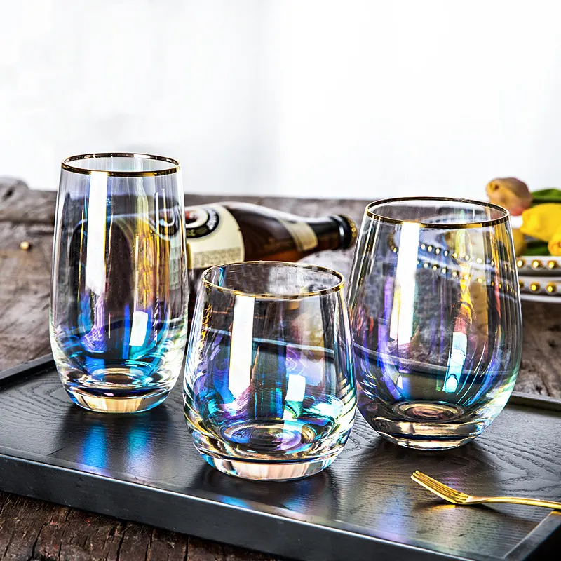 Kleurrijke Kristallen Highball Steelloze Glazen Cup Stock Shot Glazen Sap Glaswerk Koude Drinkglazen