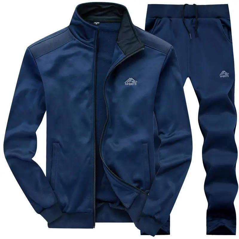 Traje deportivo de primavera y otoño para hombre, chaqueta de manga larga con cremallera y pantalones de dos piezas para jóvenes