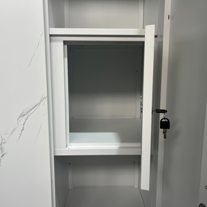 3门衣柜储物柜卧室橱柜储物大理石印花带镜子钢制储物柜 - Product Image 5