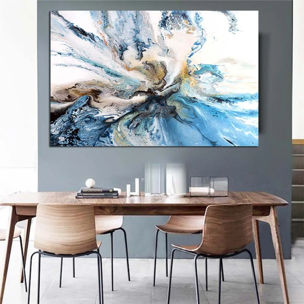 Kleurrijke Oceaan Grote Abstracte Poster Canvas Kunst Landschap Olieverfschilderij Muurfoto 'S Voor Woonkamer Modern Geen Frame