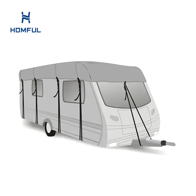 HOMFUL RV Deluxe Proteção contra intempéries Capa de lona para trailer de trailer de grau marinho 32'