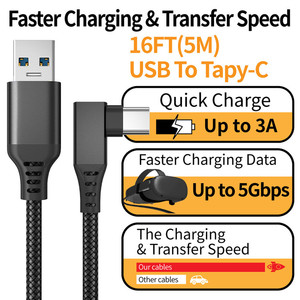 High Speed Gaming <strong>PC</strong> Data Transfer <strong>USB</strong> 3.0 to <strong>USB</strong> C Cable VR Headset <strong>Link</strong> Cable for Oculus Meta Quest Steam VR - Product Image 2