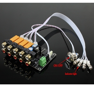 AC/DC <strong>4</strong> <strong>input</strong> <strong>1</strong> <strong>output</strong> Audio <strong>Input</strong> Signal Selector Relay Board Stereo Signal Switching Amplifier Board RCA For Speakers
