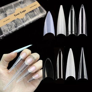 XXL son derece sivri Stiletto Nail İpuçları özel Logo 500 adet temizle XL süper uzun hiçbir C eğrisi profesyonel XXXL Stiletto Nail İpuçları - Product Image 1