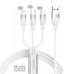 マルチ充電ケーブル3in1充電ケーブルマルチUSBケーブルほとんどの電話用のType-C、マイクロUSB、IPポートを備えた高速充電コード - Product Image 1