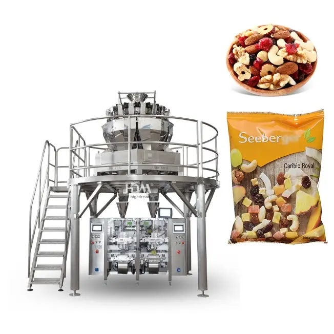 スナック食品用マルチヘッド計量機付き高速自動ポーチドライフルーツ食品包装機