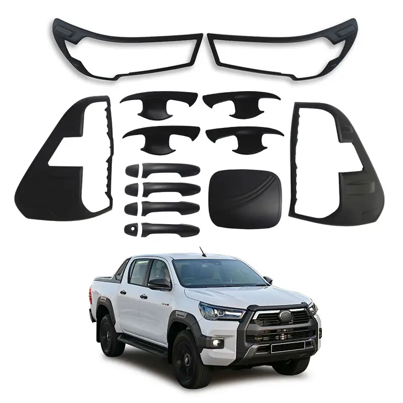 Nuovi accessori esterni 4 x4 4 x2 ABS nero opaco Kit completo Combo Set copertura Ganish per Toyota Hilux 2021 2022