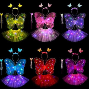 Glowing butterfly <strong>wings</strong> Back Decorated Led Wand <strong>Flower</strong> fairy Set Birthday Party butterfly Elf <strong>wings</strong> Set - Product Image 2