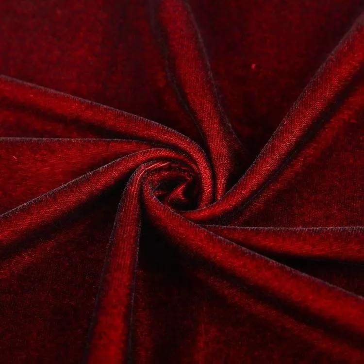 Nhà cung cấp Trung Quốc thường Châu dệt dệt màu Đỏ thể thao 100 Polyester vải nhung 5000 cho rèm hoặc quần áo
