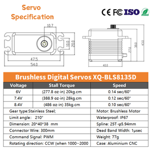 XQ-Power เซอร์โวดิจิตอล, เซอร์โวดิจิทัลมอเตอร์ไร้แกนไร้แปรงถ่านเหมาะสำหรับเกียร์ IP67สำหรับหุ่นยนต์1/10 1/8ควบคุมรถ - Product Image 2