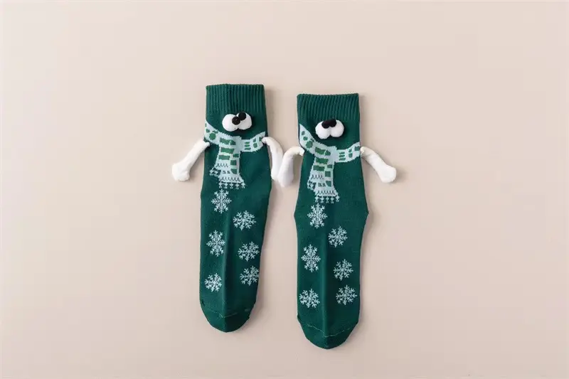 Calcetines de mano de Navidad populares para niños pegatinas de algodón calcetines magnéticos de magnetita en stock