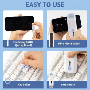 7-in-1 pratico <span class=keywords><strong>Kit</strong></span> di spazzole per la pulizia della casa iPad del telefono cuffia Keycap strumento di pulizia con penna per la pulizia della tastiera
