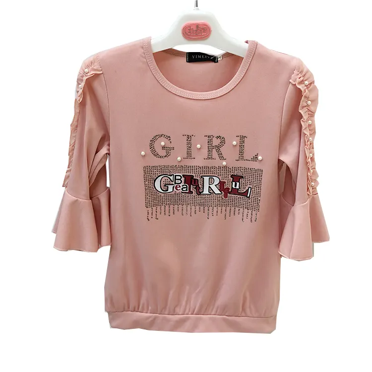 Elsali camiseta feminina personalizada, blusa de manga longa e babado para meninas