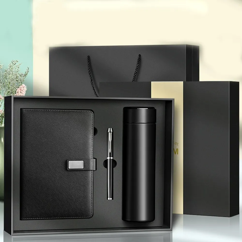 Aangepaste Corporate Gift Set Luxe Vacuüm Cup Notebook Executive Kits Zakelijke Relatiegeschenkset Met Doos