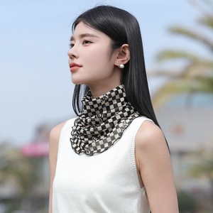 女性用小型ポリエステルスカーフプルオーバー薄い日焼け防止ベール秋冬ネックマスク夏日焼け防止スカーフ