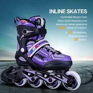 大人と女の子のための紫と赤の4輪ローラーフィットネススケートランドホッケーアイスEVAミッドソール素材