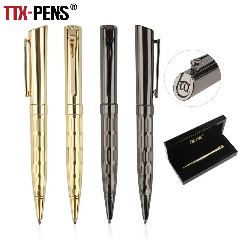 TTX Set pena eksekutif Logo kustom Top hadiah Vip emas Pena Rollerball logam mewah untuk penggunaan bisnis pribadi