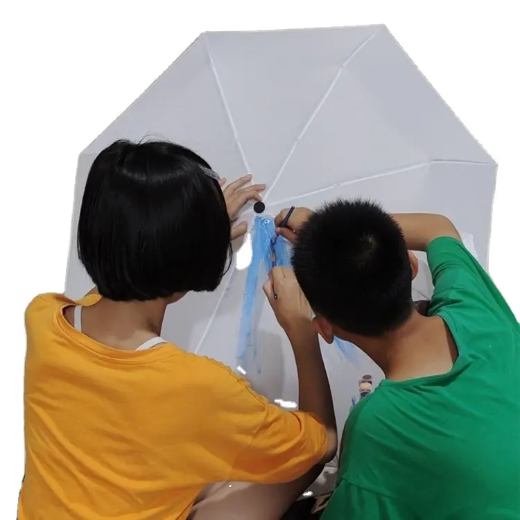 Parapluie de peinture d'art blanc uni en gros parapluie pour enfants parapluie de personnage de mode en carton