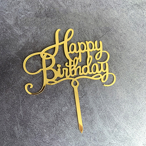 Bánh sinh nhật trang trí vàng đen Acrylic bánh Topper Đảng Baking bánh trang trí nguồn cung cấp Hạnh Phúc sinh nhật - Product Image 4